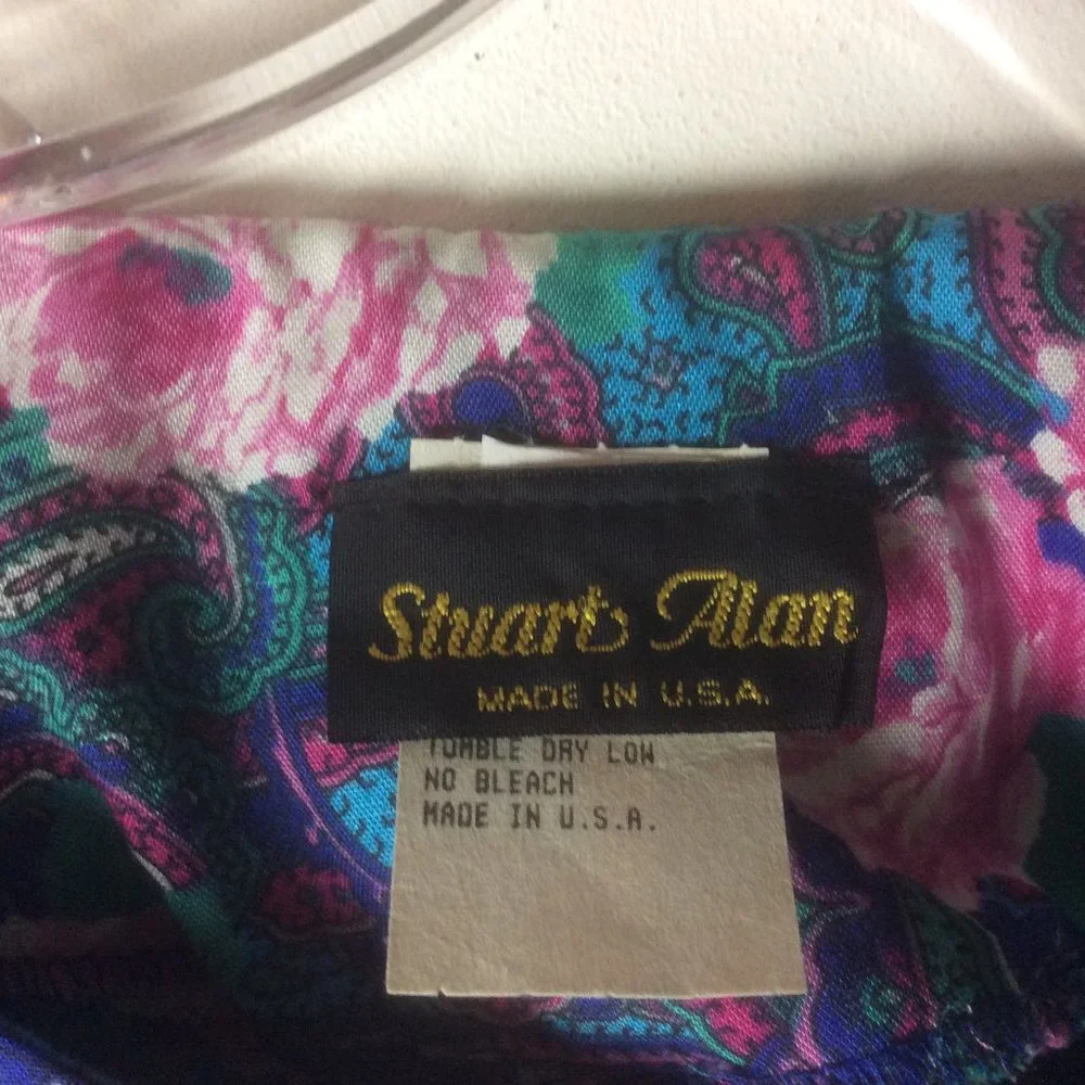 Vintage Stuart Alan Floral Paisley & Roses Cottagecore 80s Midi Dress Size 12 - Picture 2 of 10